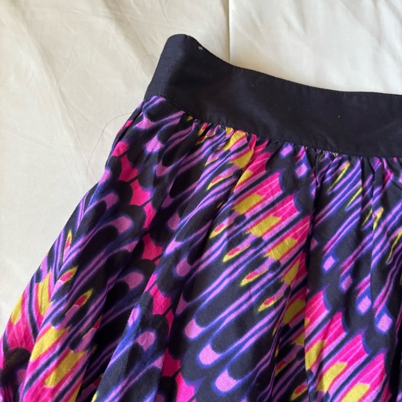 DKNYC Women’s Black Pink Purple Lime 100% Cotton Lined Flare Skirts Size 12 - Picture 2 of 6